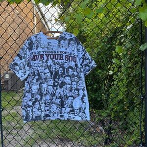 Rare Vintage 90s Jesus Save Your Soul Graphic AOP Religion Shirt Size XL